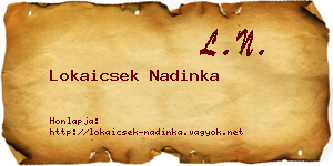 Lokaicsek Nadinka névjegykártya